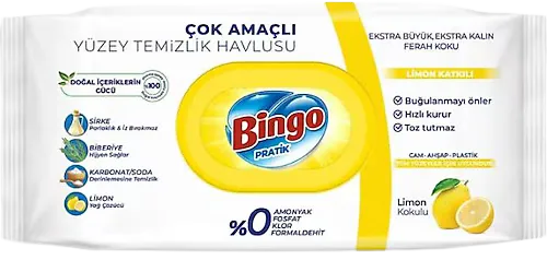 Бинго почистващи кърпи лимон - 96 бр.