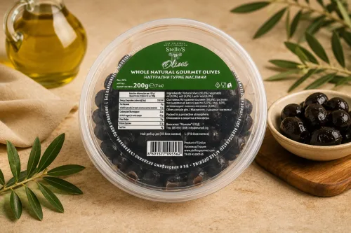 СТЕЛОС НАТУРАЛНИ ГУРМЕ МАСЛИНИ-200ГР.